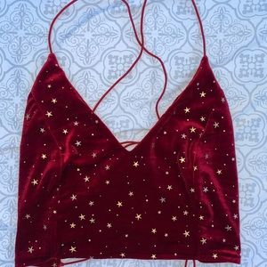Crossed Red Velvet Crop Tank Top